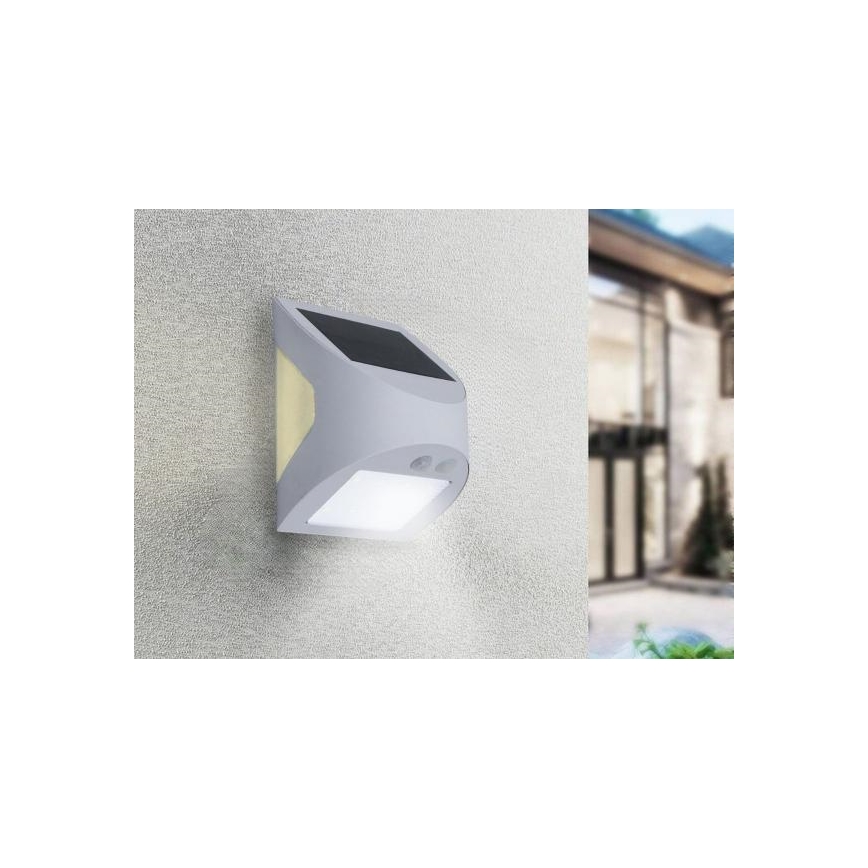 LED saules sienas gaismeklis ar sensoru LED/3W/3,7V 3000/4000K 1200 mAh IP54 balts