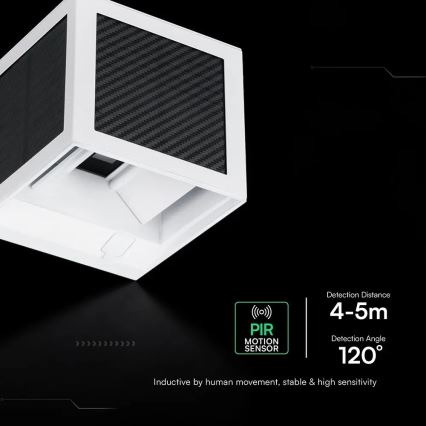 LED saules sienas gaismeklis ar sensoru LED/9W/3,7V 3000/4000/6000K IP65 2600 mAh balts