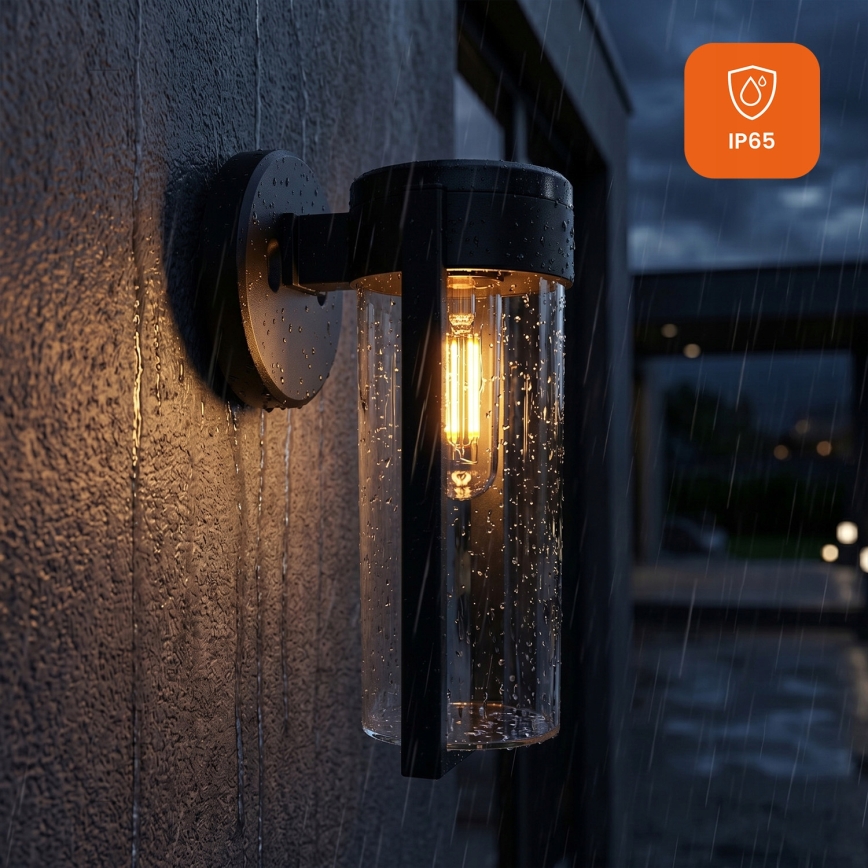 LED saules sienas lampa LED/1W/3,7V 500 mAh IP65 melna