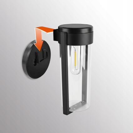 LED saules sienas lampa LED/1W/3,7V 500 mAh IP65 melna