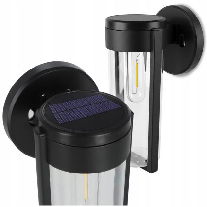 LED saules sienas lampa LED/1W/3,7V 500 mAh IP65 melna