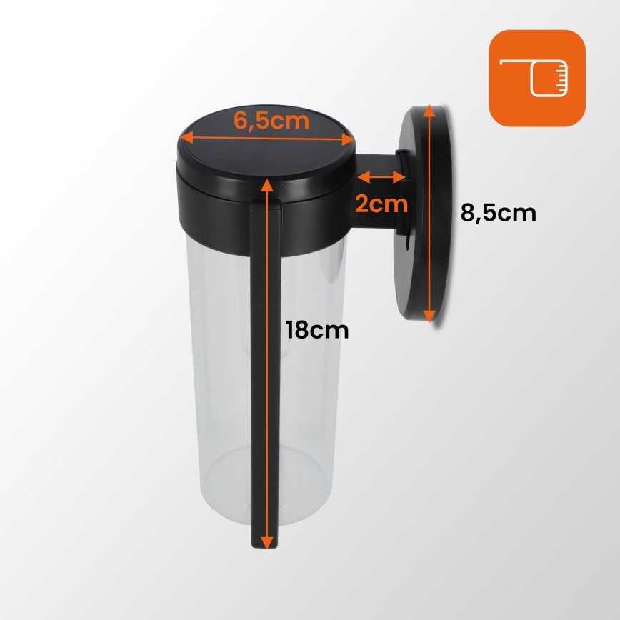 LED saules sienas lampa LED/1W/3,7V 500 mAh IP65 melna