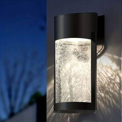 LED saules sienas lampa LED/3,7V 300 mAh IP44 melna