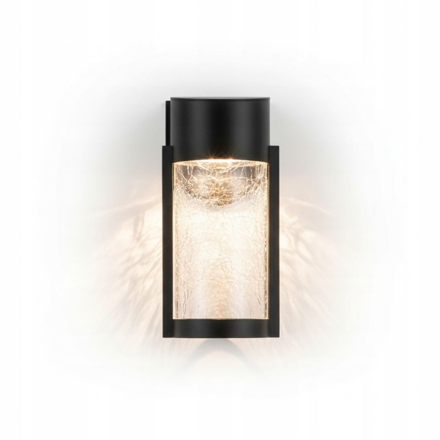 LED saules sienas lampa LED/3,7V 300 mAh IP44 melna