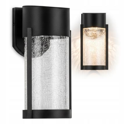 LED saules sienas lampa LED/3,7V 300 mAh IP44 melna