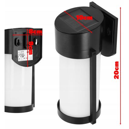 LED saules sienas lampa LED/3,7V 300 mAh IP44 melna