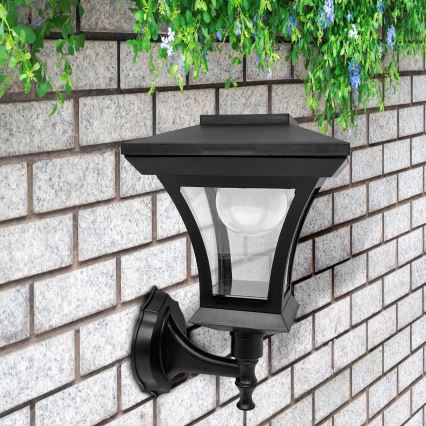 LED saules sienas lampa TIRANA LED/1,2V 1800 mAh IP44 melna