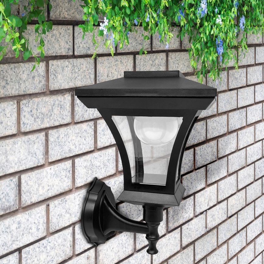 LED saules sienas lampa TIRANA LED/1,2V 1800 mAh IP44 melna