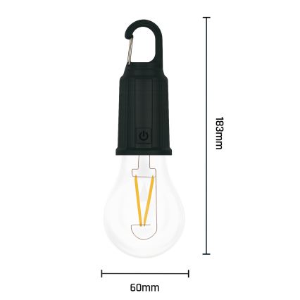 LED saules uzlādējamais lukturis LUMINA LUMO LED/USB, 300 mAh, melns