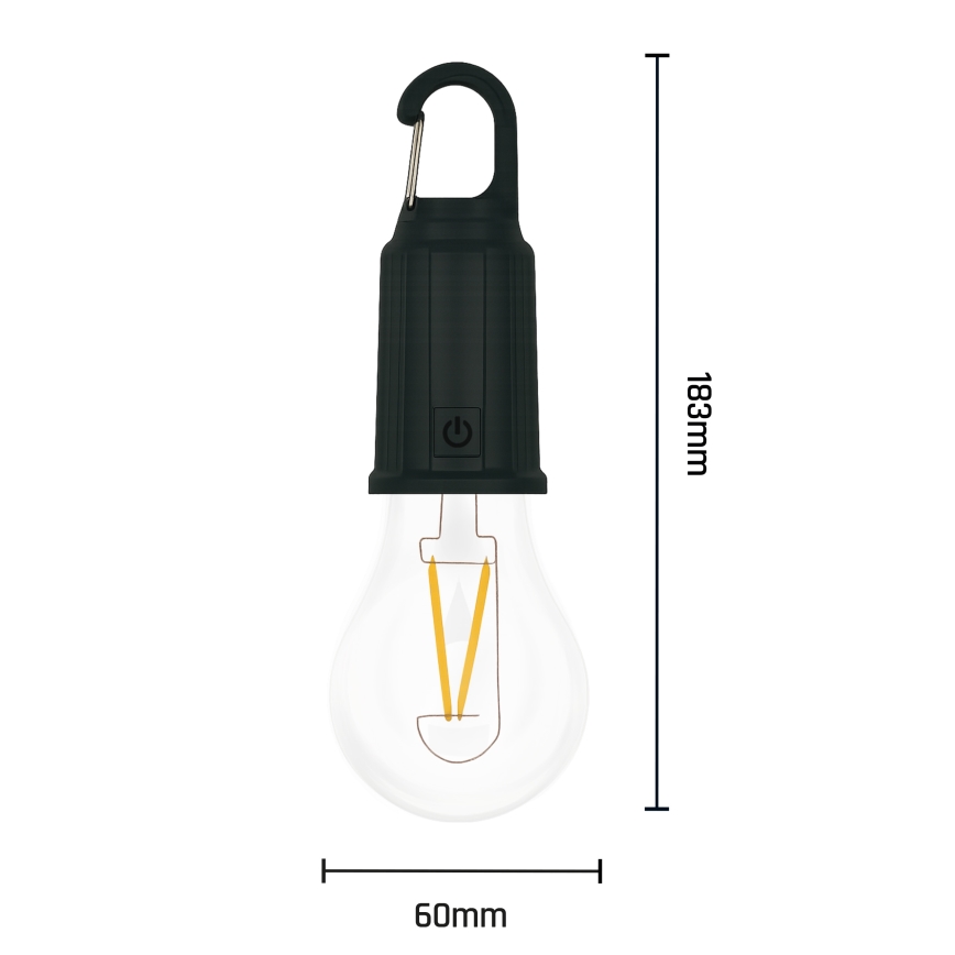 LED saules uzlādējamais lukturis LUMINA LUMO LED/USB, 300 mAh, melns