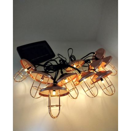 LED saules virtene 10xLED/1,2V 300 mAh 3,8 m IP44 miedzaina