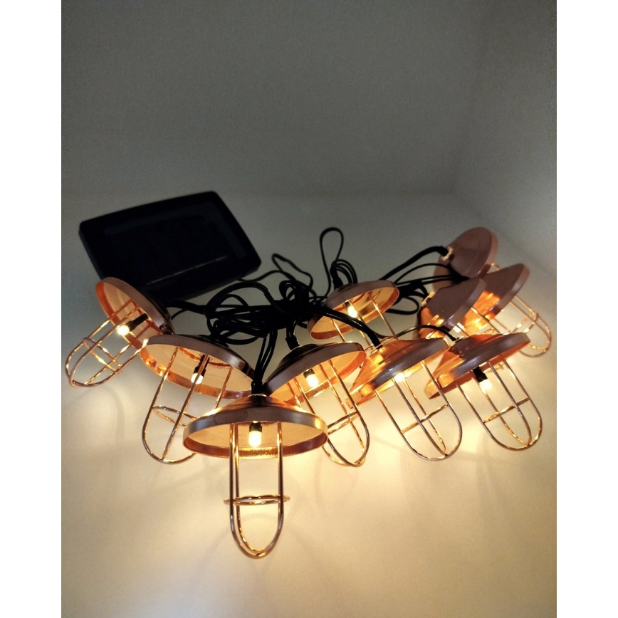 LED saules virtene 10xLED/1,2V 300 mAh 3,8 m IP44 miedzaina