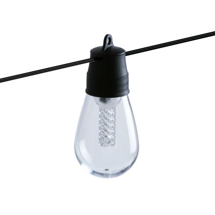 LED regulējama saules virtene 25xLED/1,5W/3,7/5V 2700-10000K 2200 mAh 15 m IP65 melna + tālvadības pults