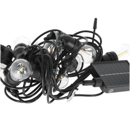 Dimmējama LED saules dekoratīvā virtene STARLIGHT NEO 10xE27/3,7V 2700K IP54 1200 mAh 11,5m + tālvadība