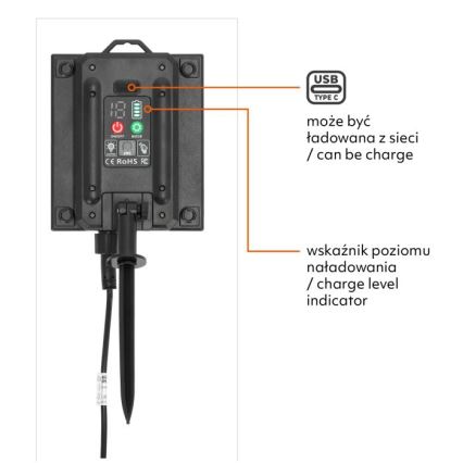 Dimmējama LED saules dekoratīvā virtene STARLIGHT NEO 10xE27/3,7V 2700K IP54 1200 mAh 11,5m + tālvadība