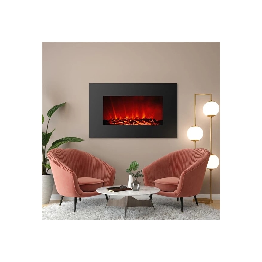 LED Sienas elektriskais kamīns ar sildītāju LED/2000W/230V 56x88 cm
