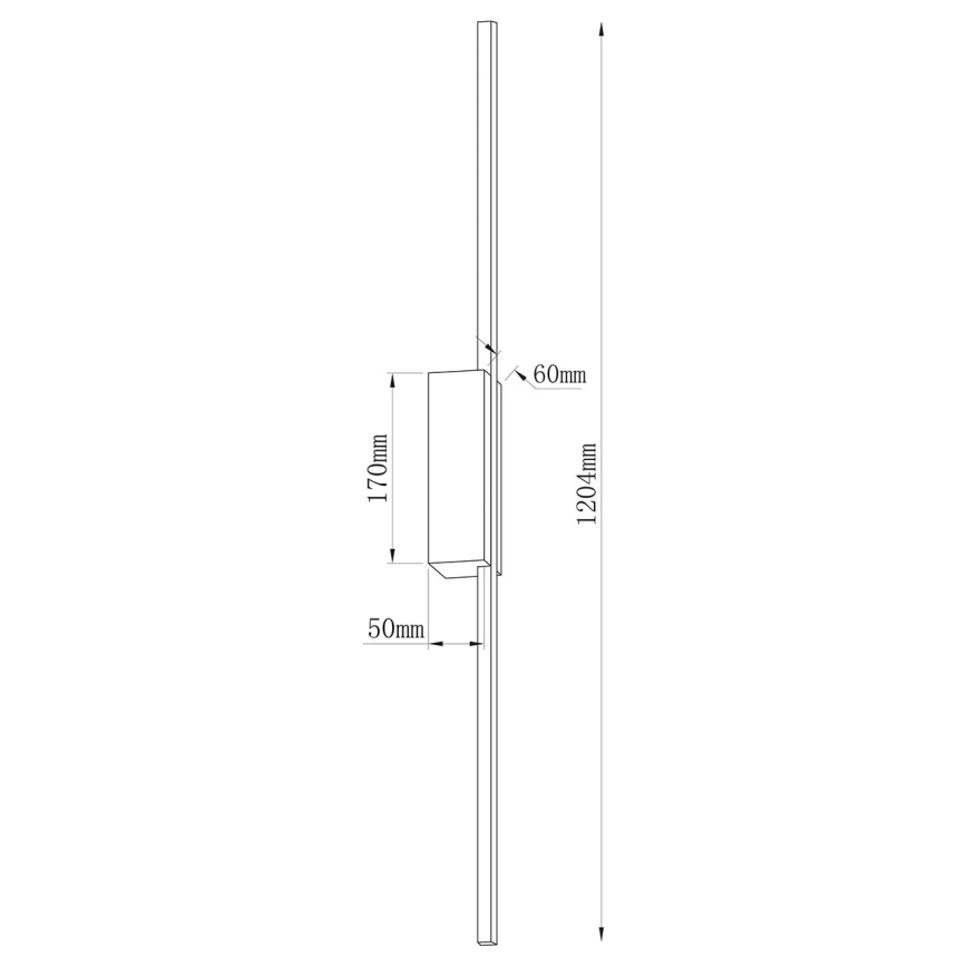 LED sienas gaismeklis AISHA, 20 W, 230 V, 4000 K, 120 cm, melns