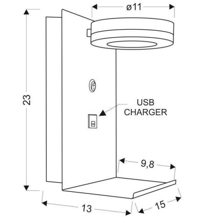 LED Sienas gaismeklis ar lādētāju COMPACT LED/4W/230V