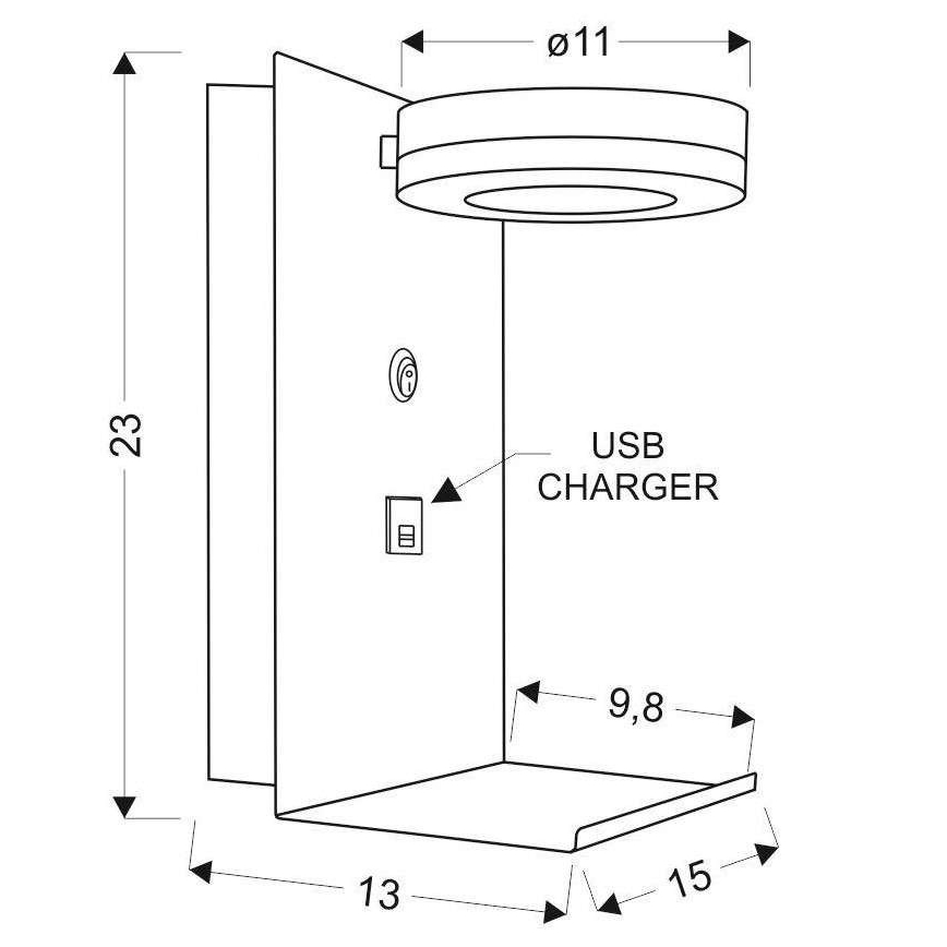 LED Sienas gaismeklis ar lādētāju COMPACT LED/4W/230V