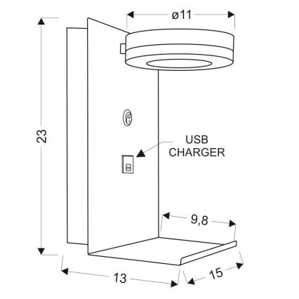 LED Sienas gaismeklis ar lādētāju COMPACT LED/4W/230V