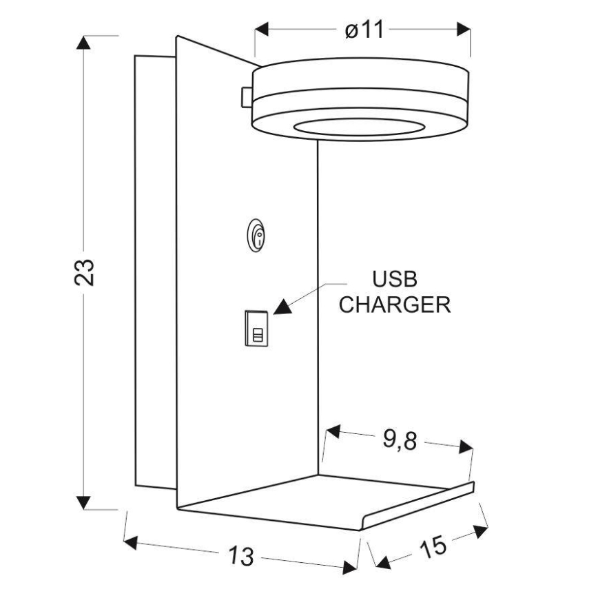 LED Sienas gaismeklis ar lādētāju COMPACT LED/4W/230V