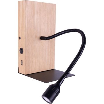 LED sienas gaismeklis LECTOR LED/2,5W/230V USB ozols