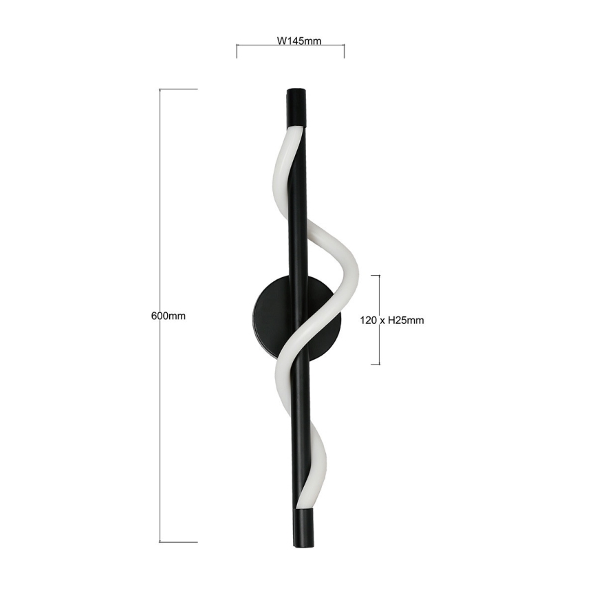 LED sienas gaismeklis MELECA LED/12W/230V 3000/4000/6000K melns