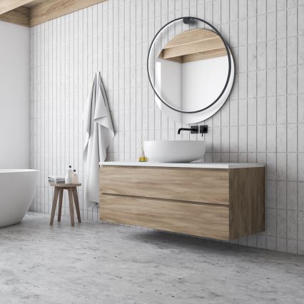 LED sienas gaismeklis SATURNO LED/46W/230V Ø 80 cm IP44 melns