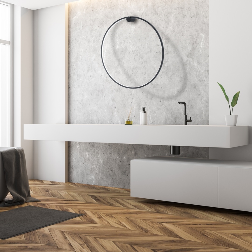 LED sienas gaismeklis SATURNO LED/46W/230V Ø 80 cm IP44 melns