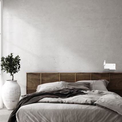 LED sienas gaismeklis SHELF, balts, LED/4W+LED/5W+LED/2W/230V + USB ports