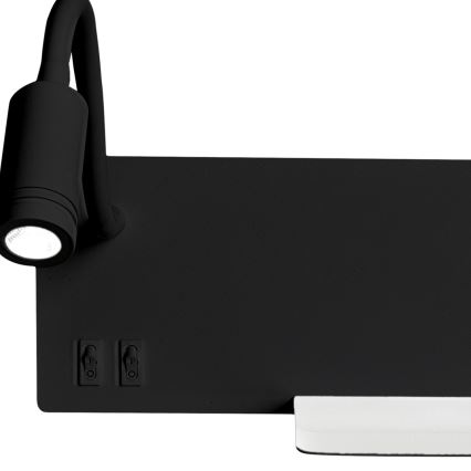 LED sienas gaismeklis SHELF LED/4W+LED/5W+LED/2W/230V melns