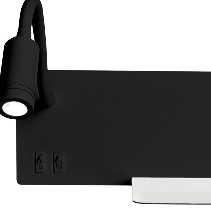 LED sienas gaismeklis SHELF LED/4W+LED/5W+LED/2W/230V melns