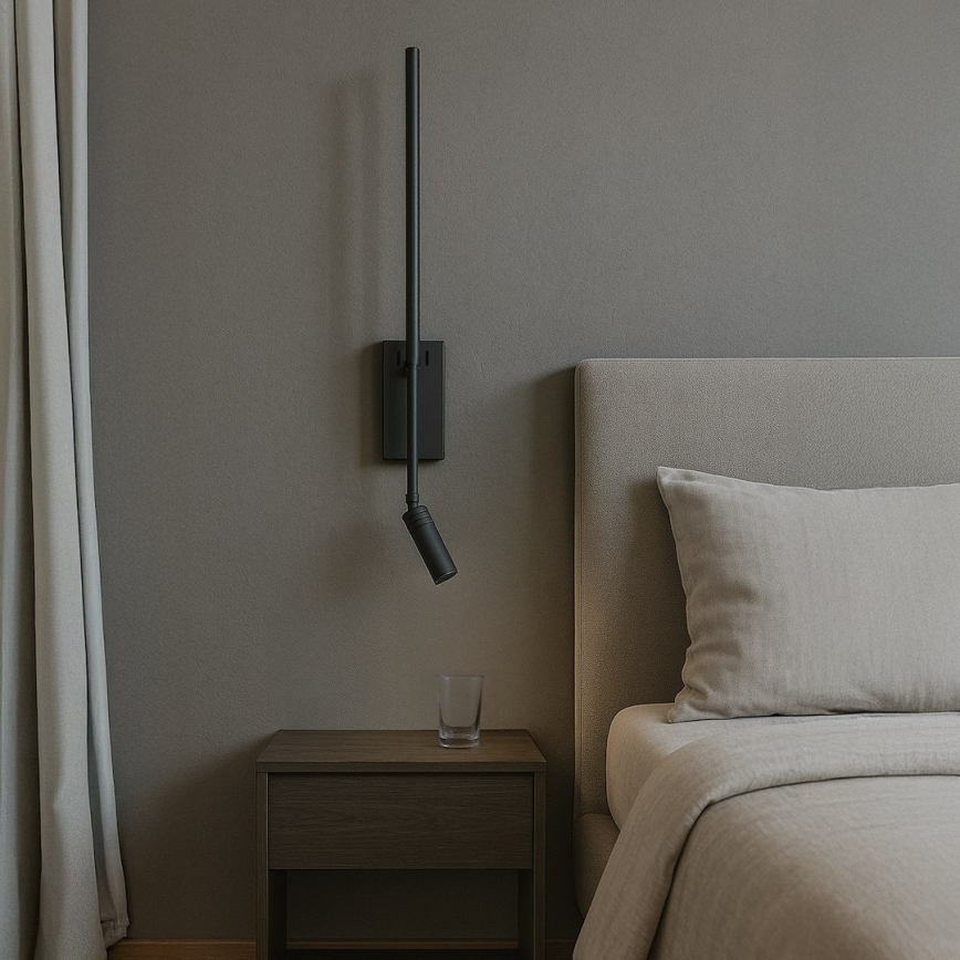 LED sienas gaismeklis TORCH LED/6W/230V + LED/3W melns