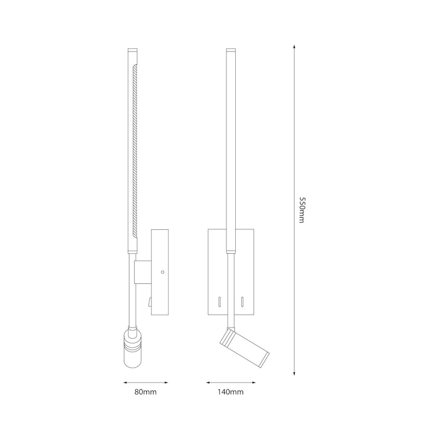 LED sienas gaismeklis TORCH LED/6W/230V + LED/3W melns