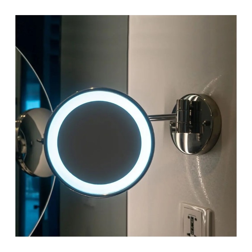 LED Sienas kosmētikais spogulis LED/3W/6V 4xAA IP44