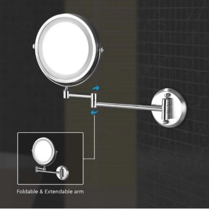 LED Sienas kosmētikais spogulis LED/3W/6V 4xAA IP44