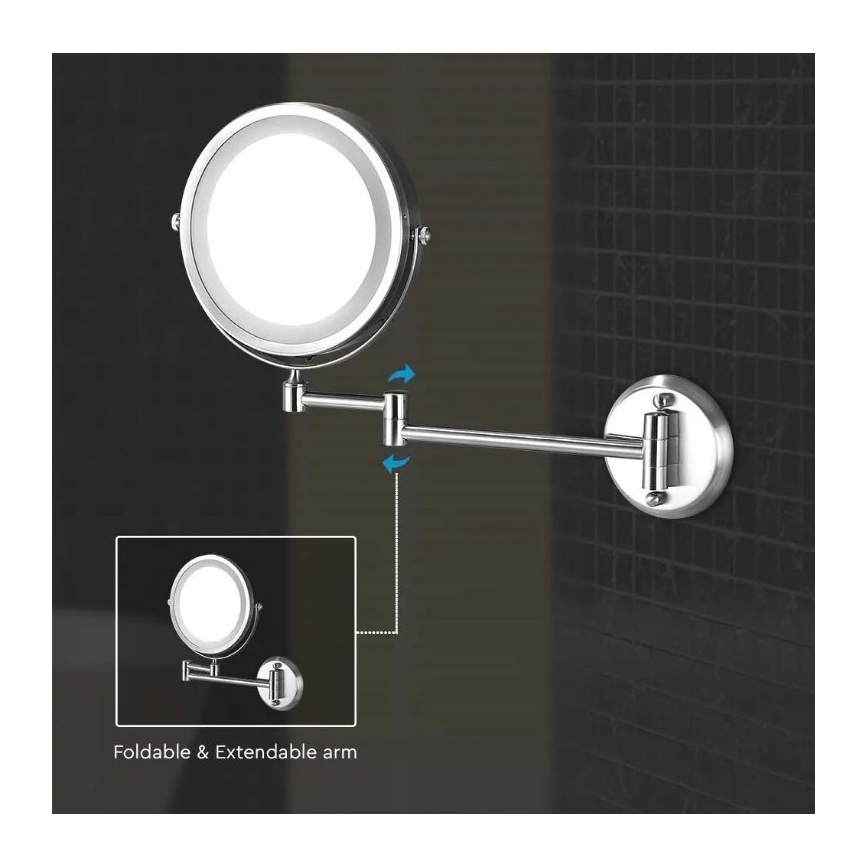 LED Sienas kosmētikais spogulis LED/3W/6V 4xAA IP44