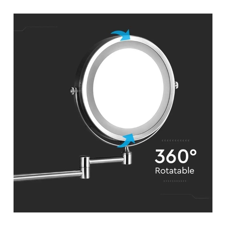 LED Sienas kosmētikais spogulis LED/3W/6V 4xAA IP44