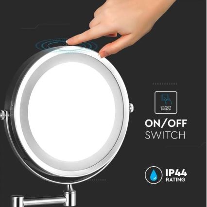 LED Sienas kosmētikais spogulis LED/3W/6V 4xAA IP44
