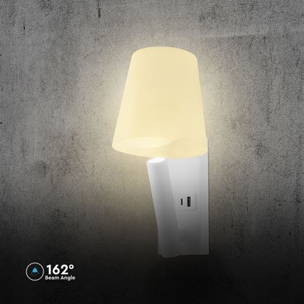 LED sienas lampa ar USB portu LED/2W/230V 3000K balta