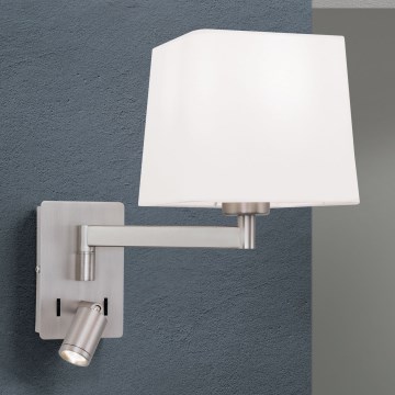 LED Sienas lampa CARLTON 1xE27/40W/230V + LED/3W balta/matēts hroms