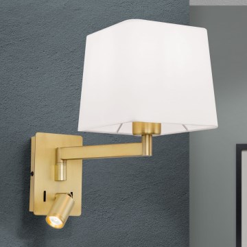 LED Sienas lampa CARLTON 1xE27/40W/230V + LED/3W balta/zelta