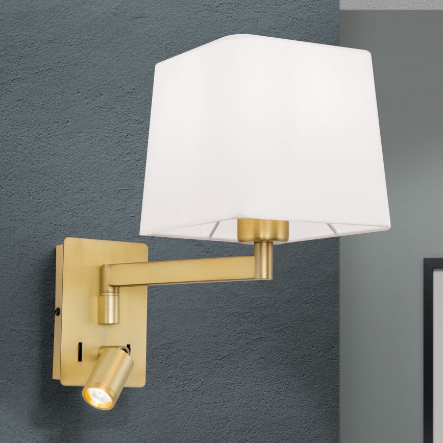 LED Sienas lampa CARLTON 1xE27/40W/230V + LED/3W balta/zelta