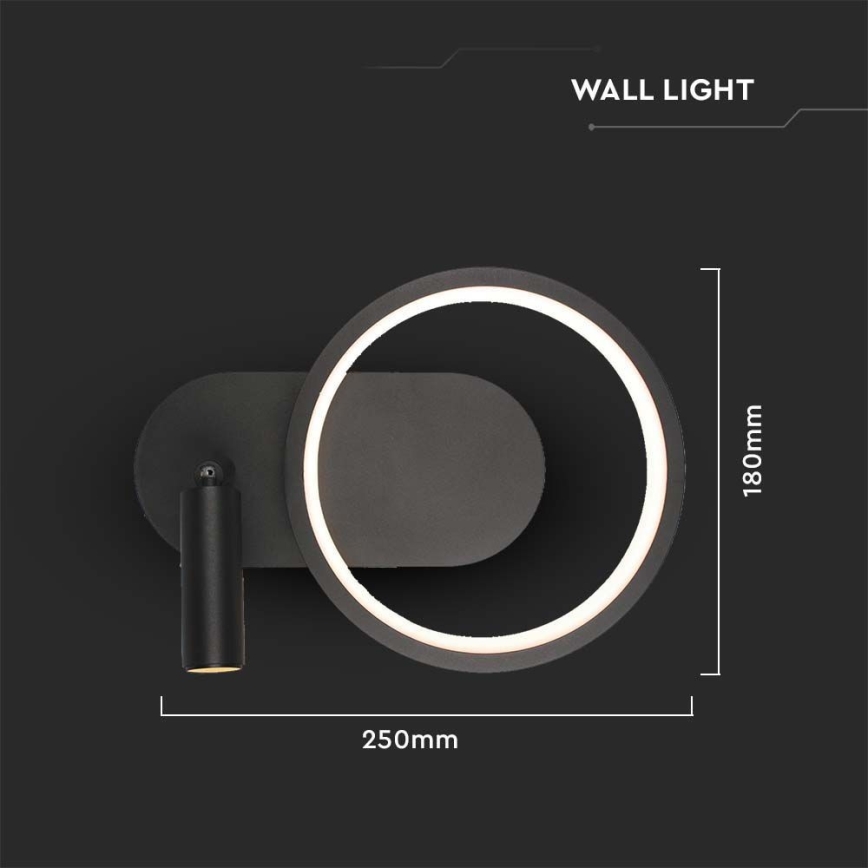 LED Sienas lampa LED/14W/230V 3000K melna