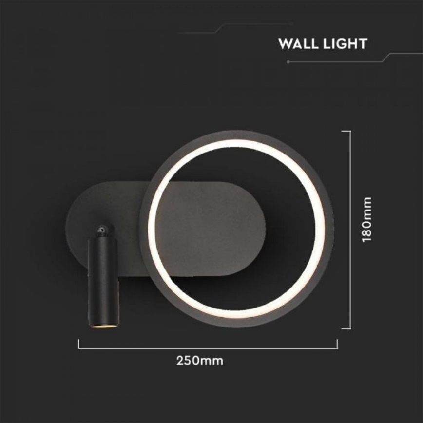 LED Sienas lampa LED/14W/230V 4000K melna