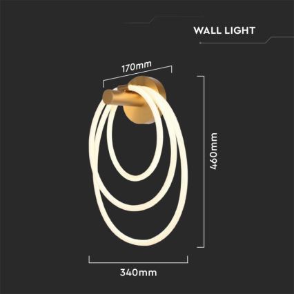 LED Sienas lampa LED/37W/230V 3000K zelta