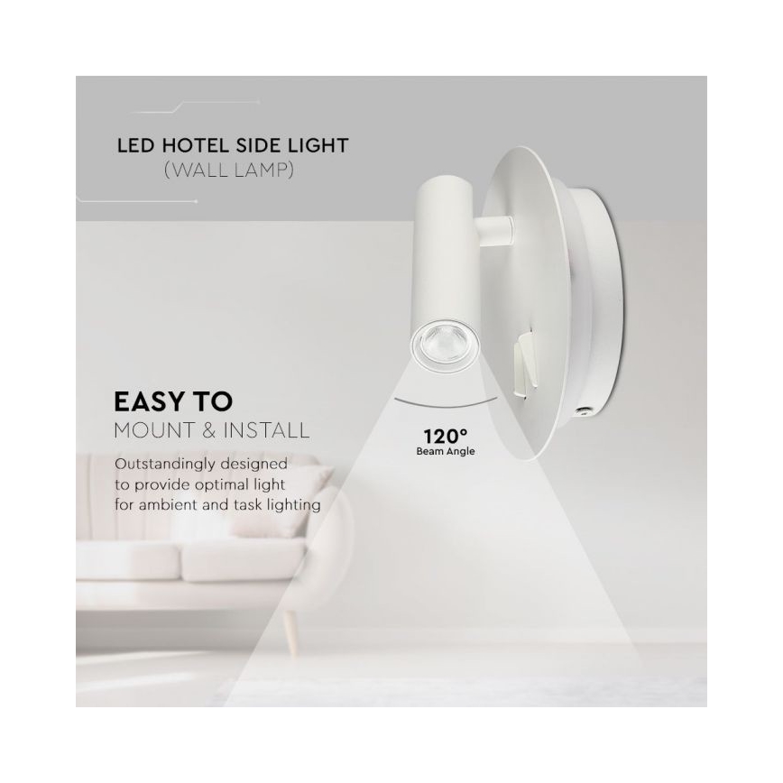 LED Sienas lampa LED/3W/230V + LED/6W/230V 3000K balta