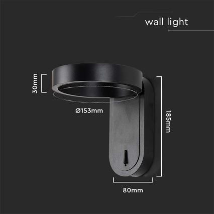 LED Sienas lampa LED/5W/230V 3000K/4000K melna