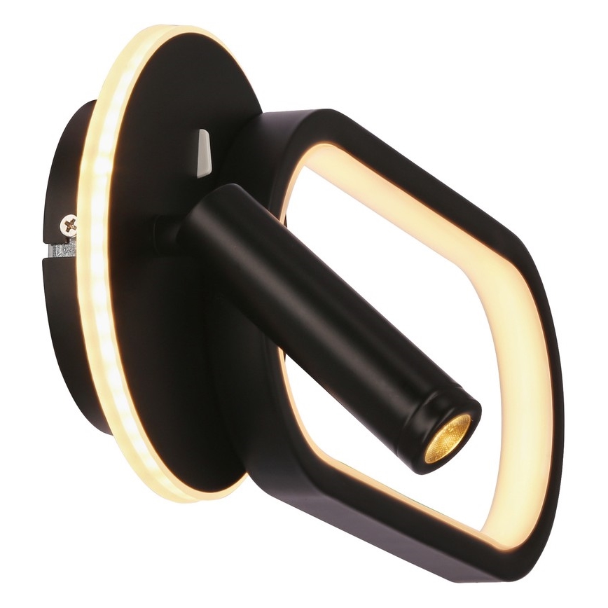 LED Sienas lampa MONET LED/13W/230V + LED/2W 3000/4000/6000K melna