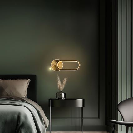 LED Sienas lampa MONET LED/13W/230V + LED/2W 3000/4000/6000K zelta